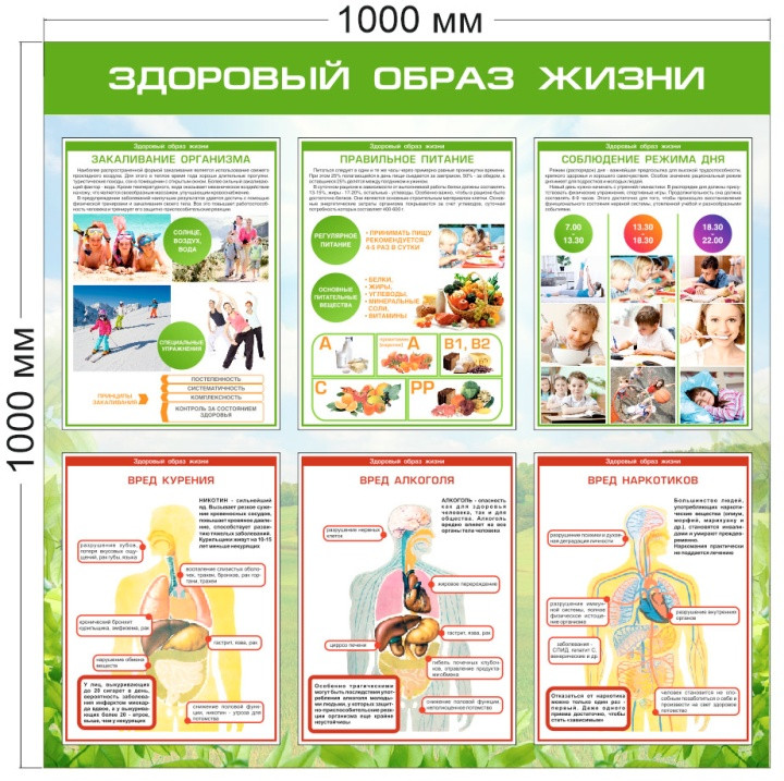 Стенд «Здоровый образ жизни», 1000*1000 мм