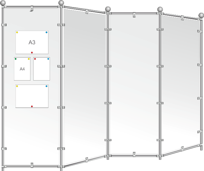 Стенд-ширма магнитная двухсторонняя, 700*2000 мм, 3 панели
