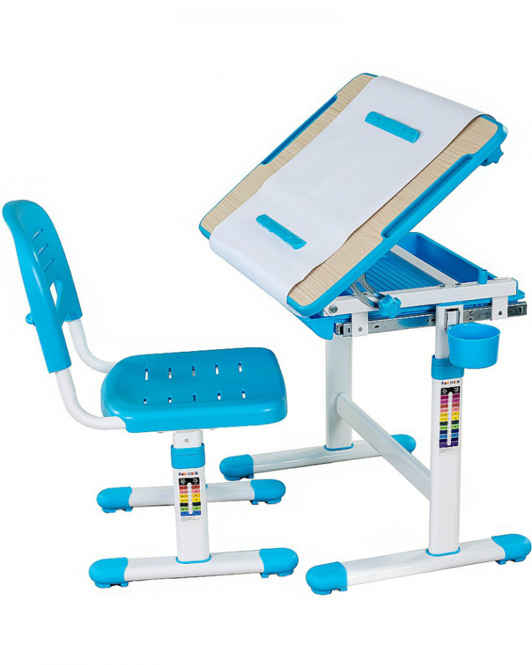 Детская парта-трансформер и регулируемый стул FUNDESK BAMBINO, 664*474*540-760 мм, цвет голубой