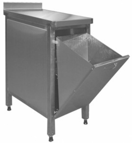 Стол с бункером для мусора,  каркас профильная нержавеющая труба. Бункер откидной. 400х600х860