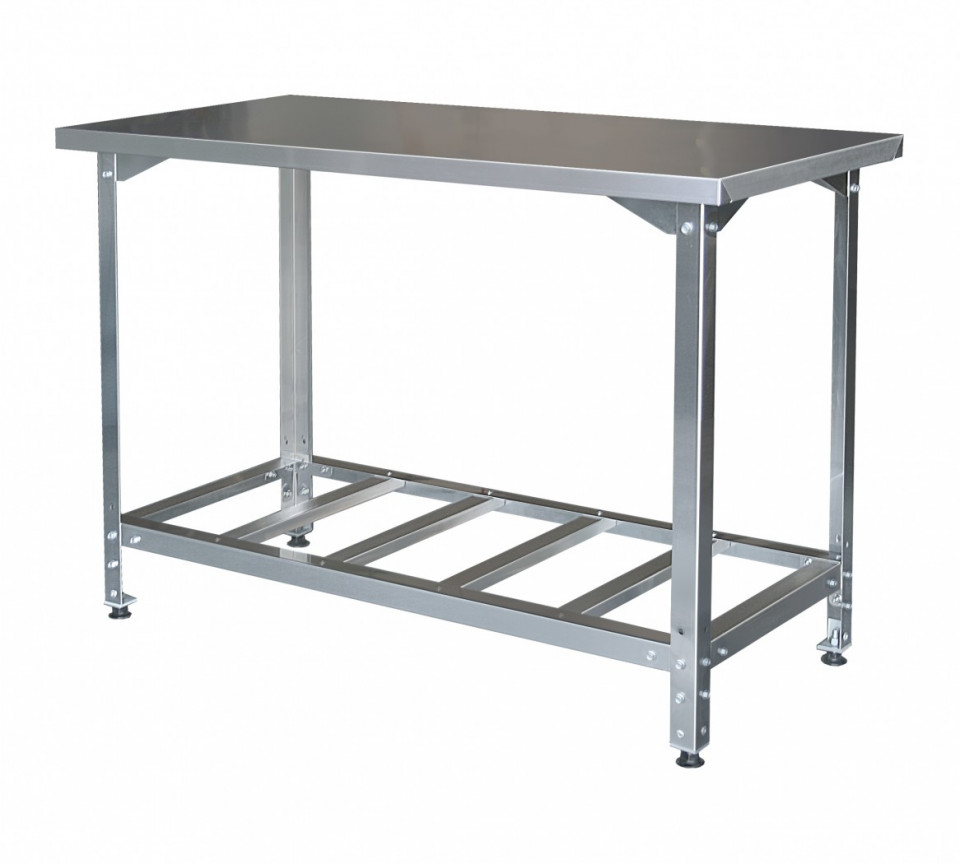 Стол производственный разборный с бортом.Каркас из оцинкованной стали, полка сплошная из нержавеющей стали 1800*700*860
