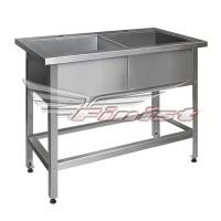 Ванна моечная двухсекционная без борта каркас из нержавеющей стали 1000х500х860