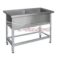 Ванна моечная двухсекционная с бортом каркас из оцинкованной стали 1200х700х860