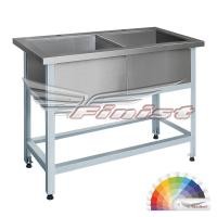 Ванна моечная двухсекционная без борта каркас из стали с полимерно-порошковым покрытием 1400х700х860