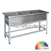 Ванна моечная трехсекционная без борта каркас из стали с полимерно-порошковым покрытием 1900х700х860