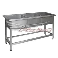 Ванна моечная с бортом 2000*700*860 мм (3 секции, сварная, каркас: нержавеющая сталь)