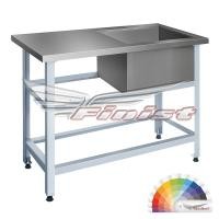 Ш1200*Г600*В860,Ванна моечная односекционная со столом, с бортом каркас из стали с полимерно-порошковым покрытием