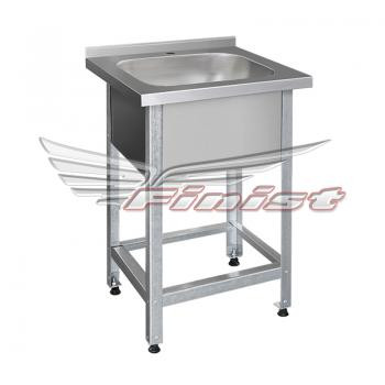 Ш600*Г600*В860, Ванна моечная односекционная каркас из оцинкованной стали, с бортом  размер моечного отделения 500*500*300