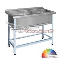 Ш1200*Г700*В860, Ванна двухсекционная каркас из стали с полимерно-порошковым покрытием, размер моечного отделения 400*400*250