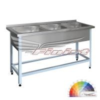 Ш1700*Г600*В860, Ванна трёхсекционная каркас из стали с полимерно-порошковым покрытием, размер моечного отделения 500*500*300