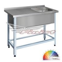 Ш1200*Г700*В860, Ванна односекционная со столом каркас из стали с полимерно-порошковым покрытием, размер моечного отделения 500*500*300