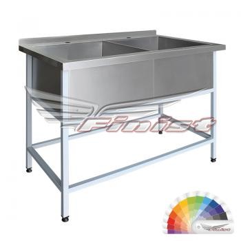 Ванна моечная двухсекционная  - сварная мойка. Каркас сварной из профильной трубы с полимерно-порошковым покрытием 1400х500х860
