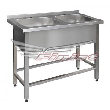 Ванна моечная двухсекционная  - цельнотянутая мойка. Каркас  сварной из профильной нержавеющей  трубы  1160х600х860