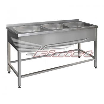 Ванна моечная трехсекционная - цельнотянутая мойка. Каркас  сварной из профильной нержавеющей  трубы  1700х700х860