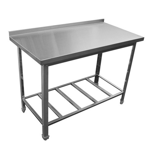 Стол производственный сварной. Каркас - нержавеющая труба, полка решетка из нержавеющей стали, с бортом 1000х700х860