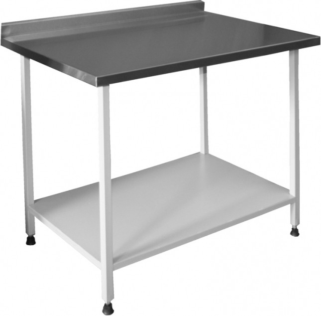 Стол производственный сварной. Каркас - нержавеющая труба, полка сплошная из нержавеющей стали 1500х600х860