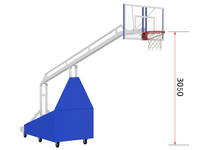 Стойка баскетбольная мобильная складная массовая, вынос щита 1600 мм