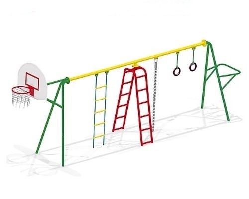 Комплекс шведская стенка, турник, кольца, канат, щит баскетбольный