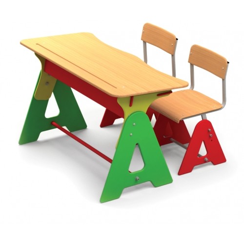 Парта регулируемая двухместная, 1200*500*580, 640, 700 мм