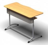 Парта нерегулируемая двухместная, с полкой и перфорированным экраном, 1200*500*520 мм