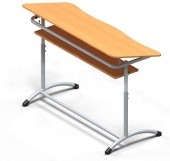 Парта нерегулируемая двухместная, с полкой и углом наклона столешницы, 1200*500*580 мм