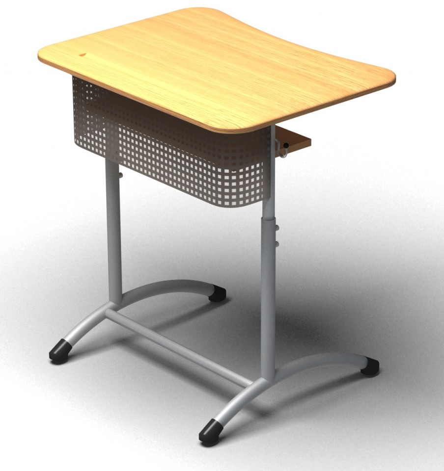 Парта нерегулируемая одноместная, с полкой и перфорированным экраном, 700*500*520 мм