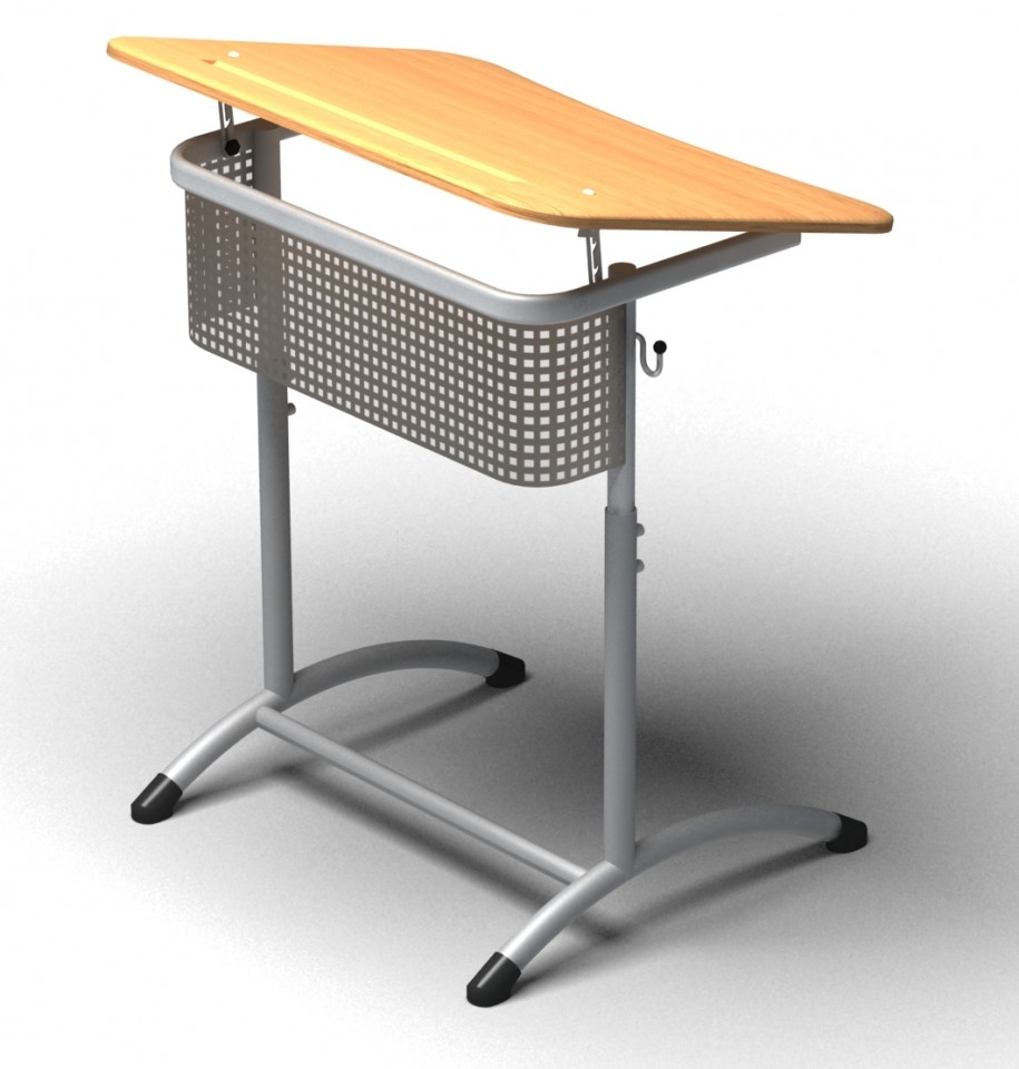 Парта нерегулируемая одноместная, с углом наклона столешницы и перфорированным экраном, 700*500*700 мм
