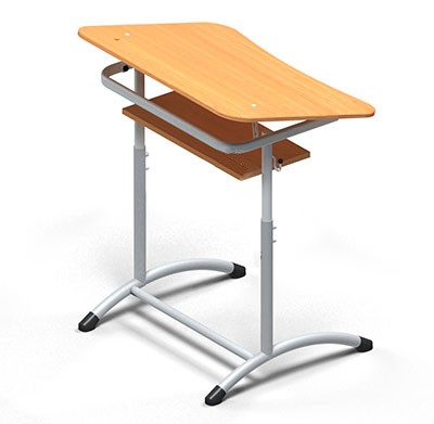 Парта регулируемая одноместная, с полкой и углом наклона столешницы, 700*500*520, 580, 640 мм