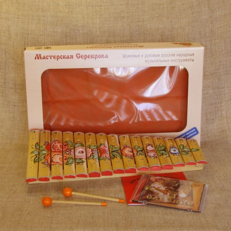 Ксилофон диатонический (15 пластин) с росписью