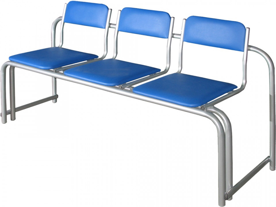 Трехсекционные стулья, мягкие, 810*1620*476 мм, стопируемая конструкция