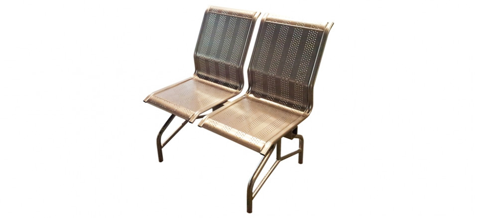 Трехсекционные стулья, жесткие, 1382*960*573 мм, перфорированные сиденья, сварная конструкция