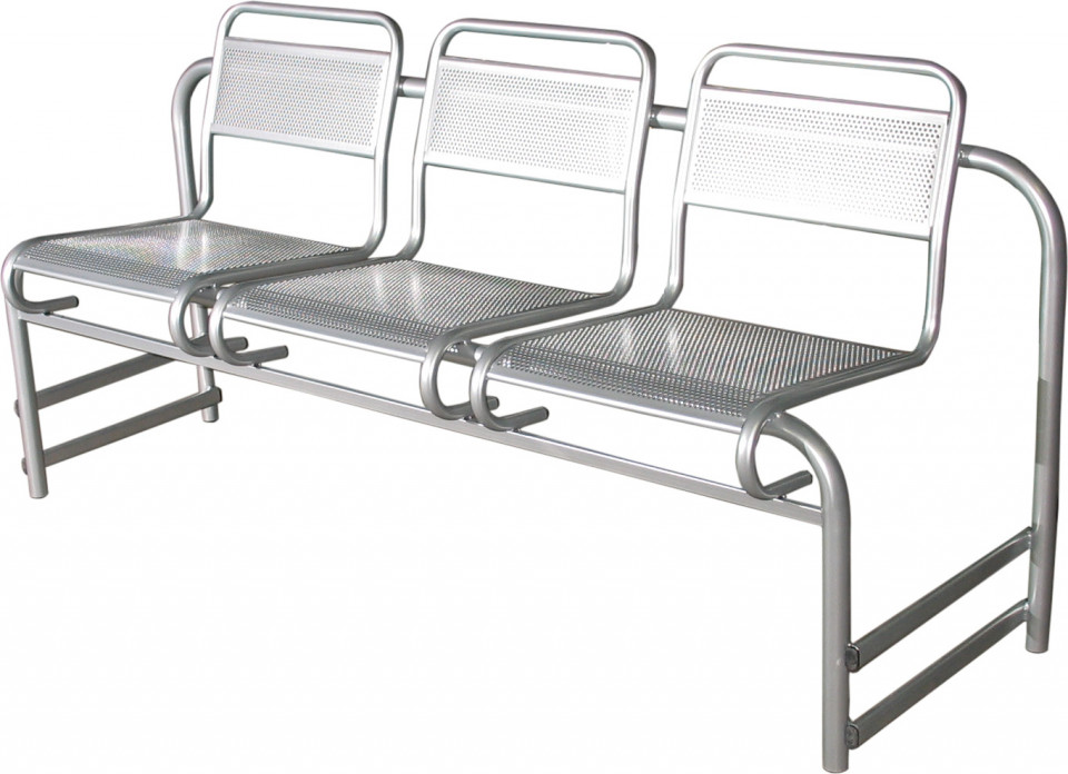 Трехсекционные стулья, жесткие, 1650*760*490 мм, перфорированные сиденья, стопируемая конструкция