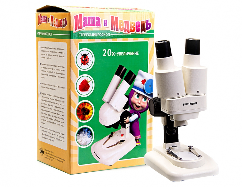  Микроскоп стерео в кейсе «Маша и Медведь» 20х