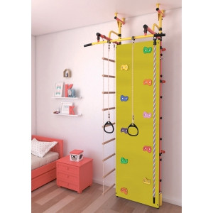 Скалодром к комплексу, 500*2000 мм, с отверстиями + 10 шт. зацепов, желтый