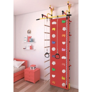Скалодром к комплексу, 500*2000 мм, с отверстиями + 10 шт. зацепов, красный