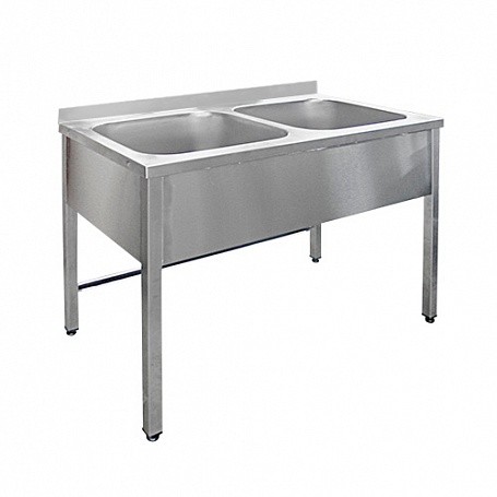 Ванна моечная без борта, без стола 1150*700*850 мм (2 секции, цельнотянутая, каркас: труба из нержавеющей стали)