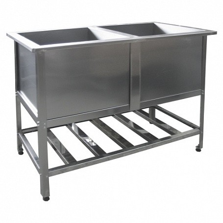 Ванна моечная без борта, без стола 1560*800*870  мм (2 секции, сварная, каркас: уголок из нержавеющей стали)