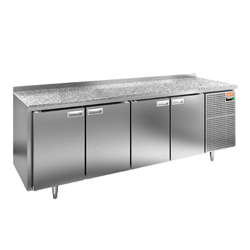 Стол охлаждаемый (среднетемпературный), 4 двери, 2280х600х850мм, каменная столешница