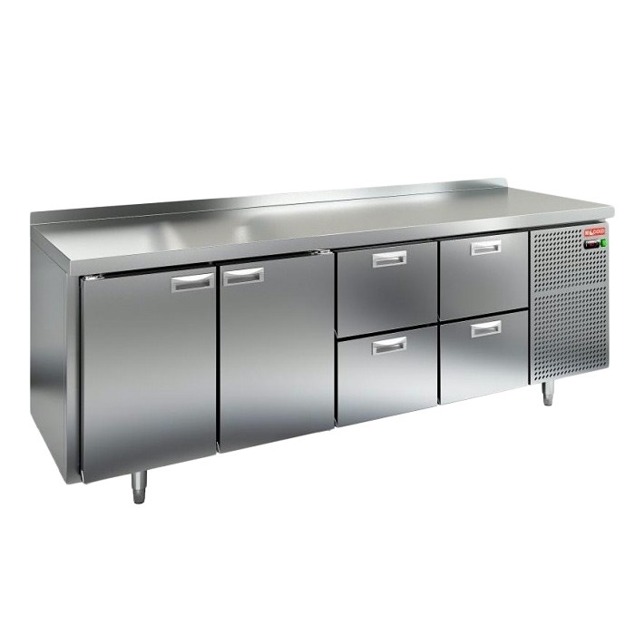 Стол охлаждаемый (среднетемпературный), 2 двери, 4 ящика, 2280х600х850мм