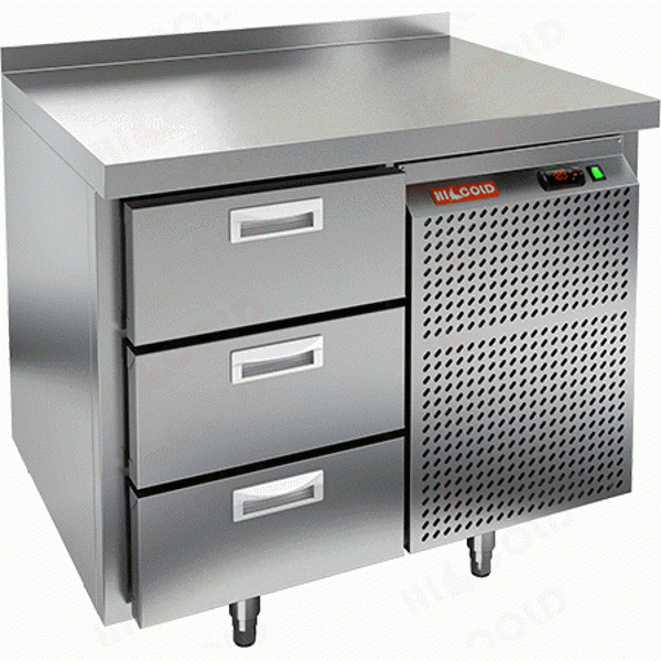 Стол охлаждаемый (среднетемпературный), 1 дверь, 3 ящика, 1390х600х850мм