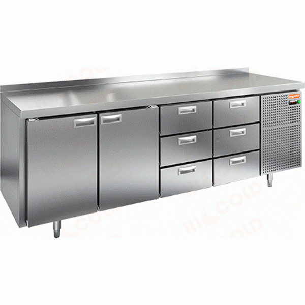 Стол охлаждаемый (среднетемпературный), 2 двери, 6 ящиков, 2280х600х850мм