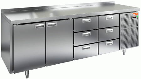Стол охлаждаемый (среднетемпературный), 3 двери, 6 ящиков 2840х700х850мм
