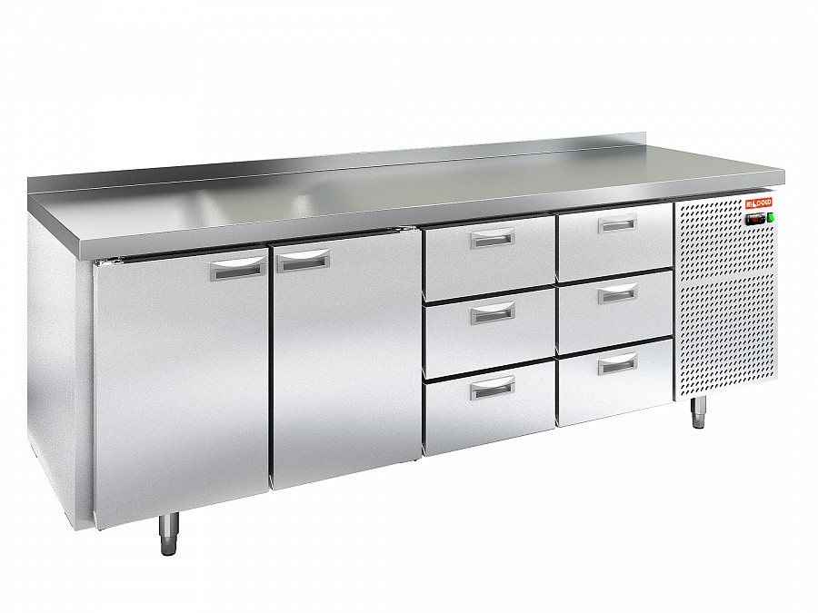Стол охлаждаемый (среднетемпературный), 3 двери, 3 ящика, 2395х700х950мм