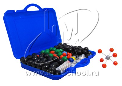 Комплект моделей атомов для составления молекул со стержнями