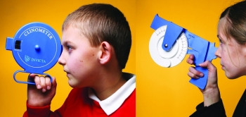 Клинометр 1 (угломер — транспортир для измерения отклонения угла зрения от горизонтальной плоскости)