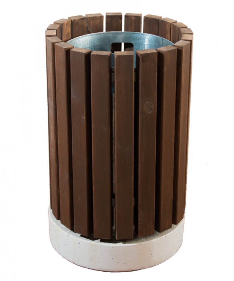 Урна деревянная,круглая на бетонном основании