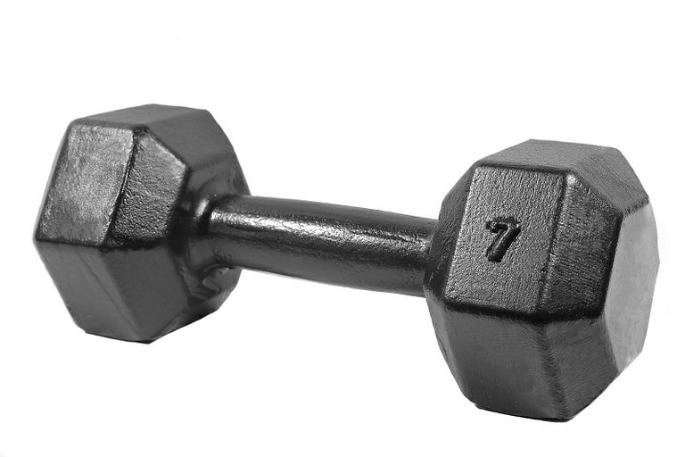 Гантели гексагональные литые черная эмаль - 7 кг.