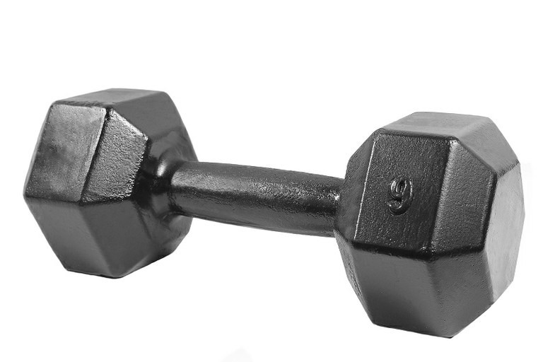 Гантели гексагональные литые черная эмаль - 9 кг.
