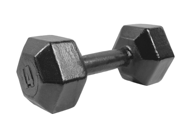 Гантели гексагональные литые черная эмаль - 14 кг.