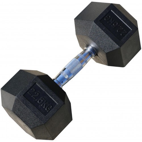 Гантель гексагональная обрезиненная, 22,5 кг.